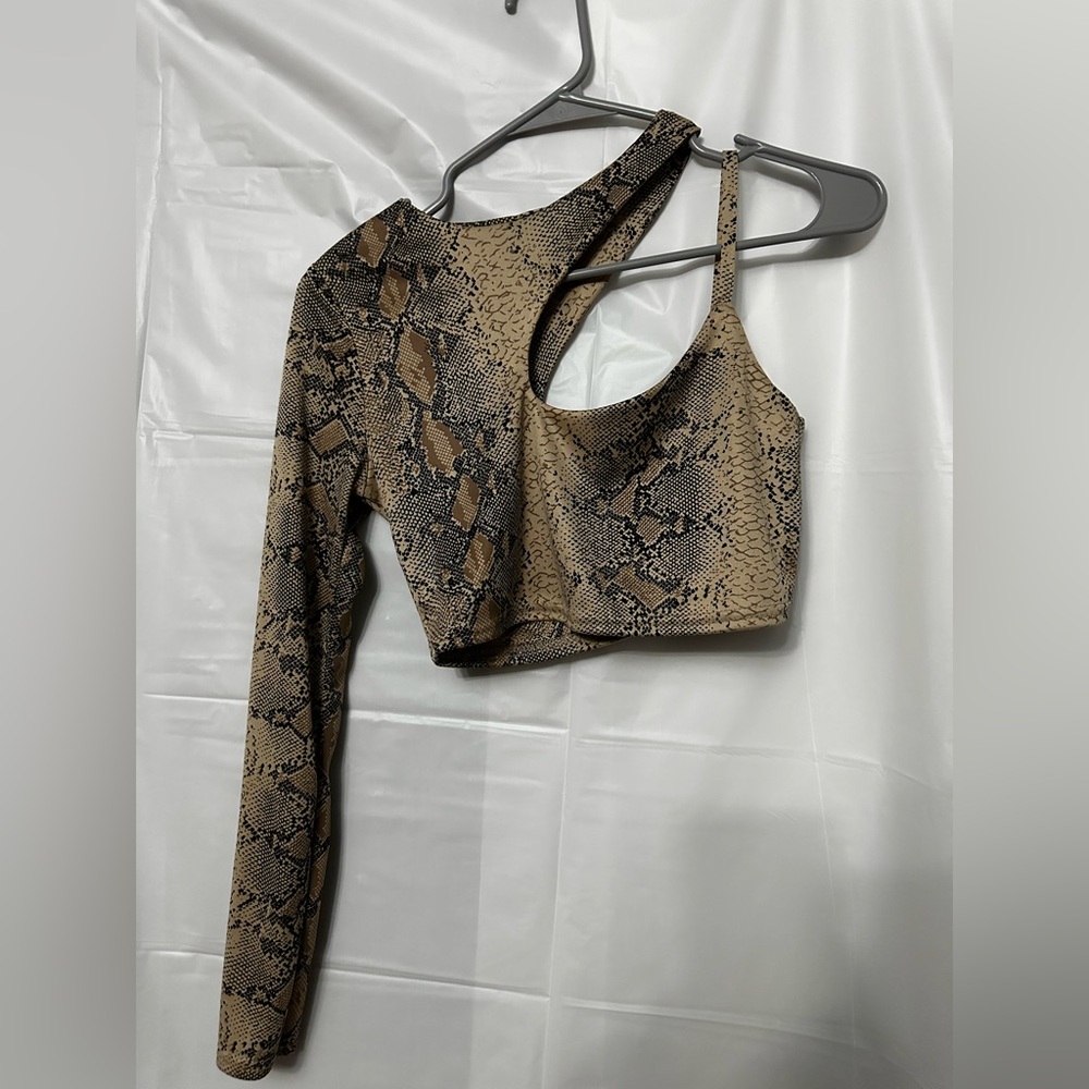 Nastygal Snake Print Cut Out Crop Top size 6